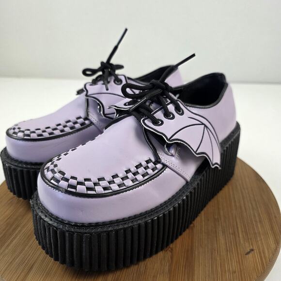 Demonia Creeper Shoes Womens Size 9 Purple Bat Wing Platform Gothic Creeper-205 - Picture 2 of 15